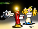 Weihnachtliche Karikaturen als Blickfang für Weihnachtstermine.